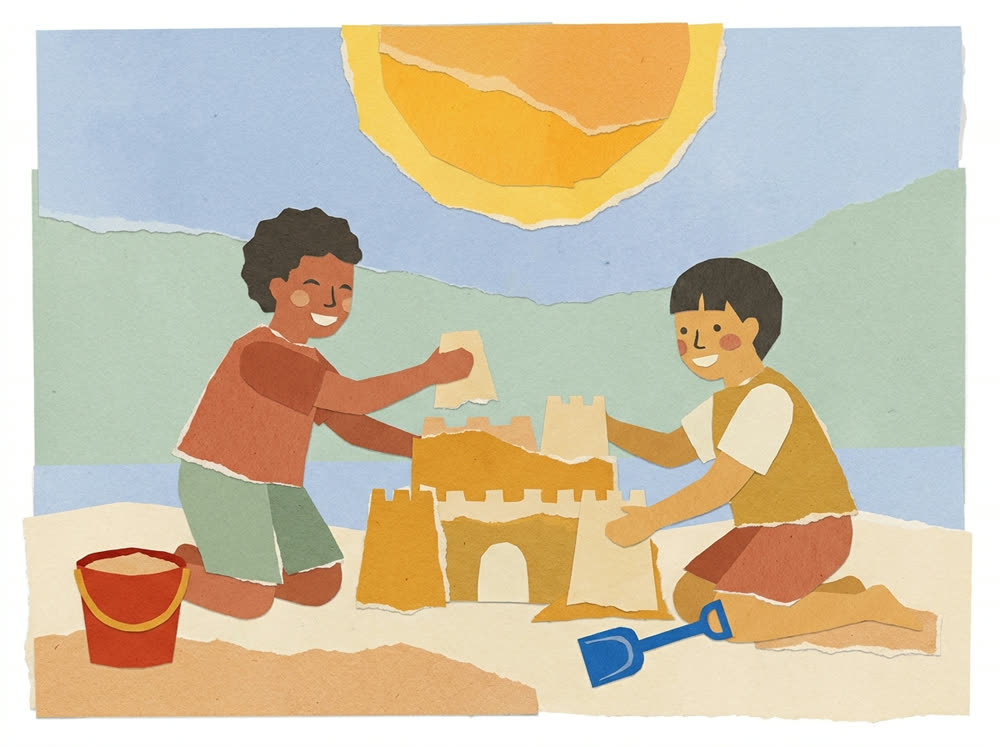 Ilustração: crianças em brincadeira livre no recreio
