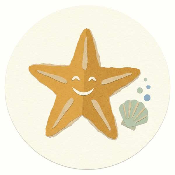 Emblema da Sala das Estrelas do Mar: uma estrela-do-mar sorridente